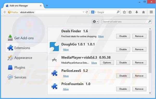 Rimuovere Protectium adware da Mozilla Firefox step 2