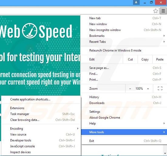 Rimuovere WebSpeed adware da Google Chrome step 1