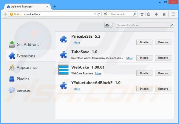 Rimuovere WebSpeed adware da Mozilla Firefox step 2