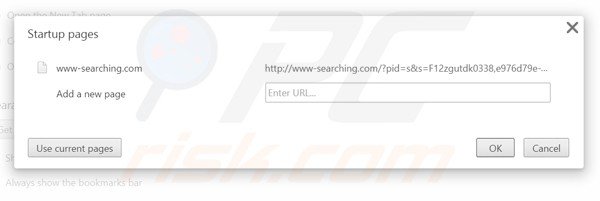 Rimuovere www-searching.com dalla Google Chrome homepage