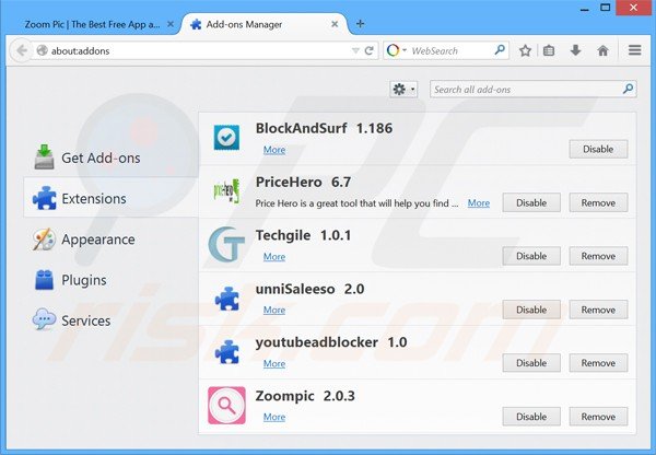 Rimuovere ZoomPic da Mozilla Firefox step 2