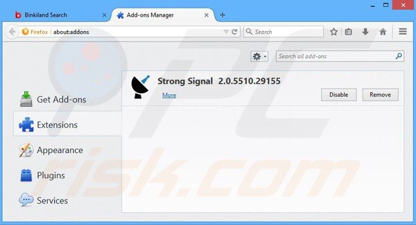 Rimuovere binkiland.com da Mozilla Firefox