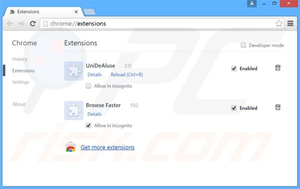 Rimuovere Com Notification adware da Google Chrome step 2