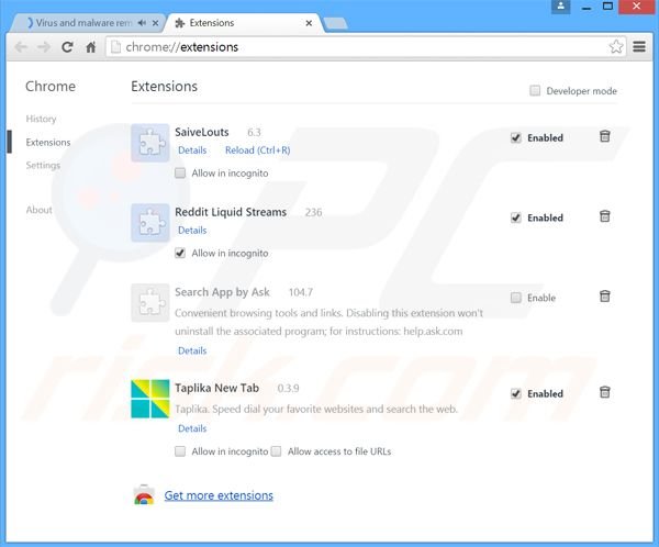 Rimuovere DownSave adware da Google Chrome step 2