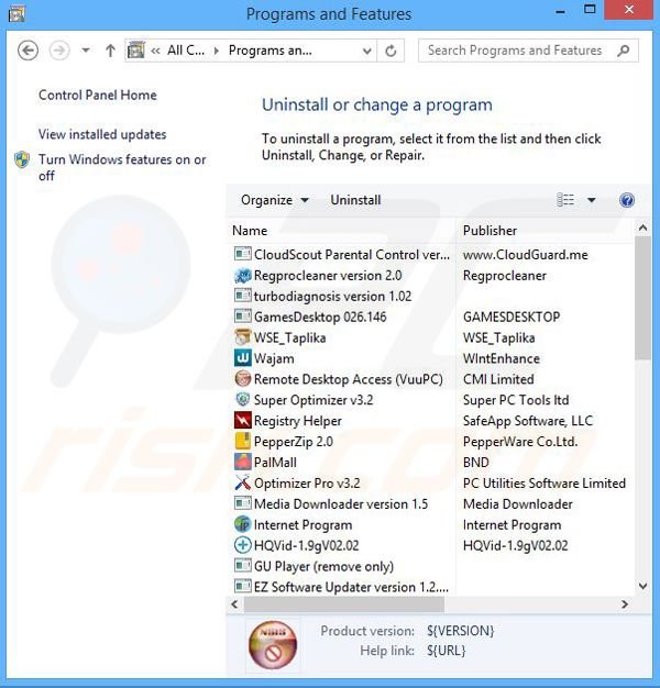 Rimuovere FlashBeat attraverso il pannello di controllo