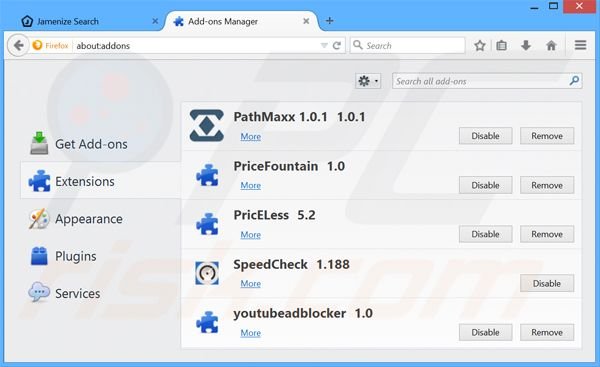 Rimuovere jamenize.com da Mozilla Firefox 