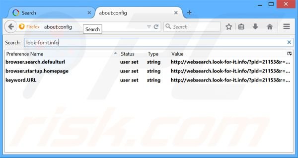Rimuovere websearch.look-for-it.info dal motore di ricerca di Mozilla Firefox