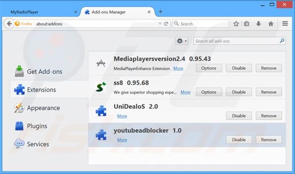 Rimuovere RadPlayer adware da Mozilla Firefox step 2