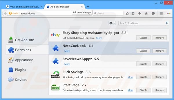 Rimuovere NetoCoupon adware da Mozilla Firefox step 2