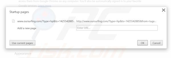 Rimuovere oursurfing.com dalla Google Chrome homepage