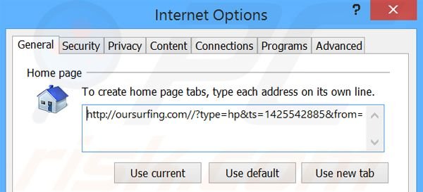 Rimuovere oursurfing.com dalla Internet Explorer homepage