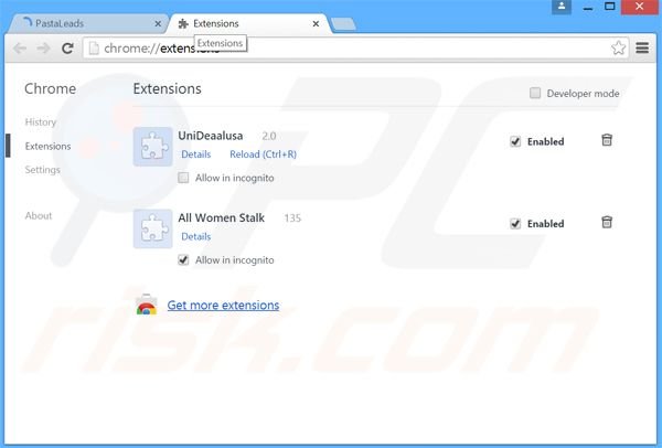 Rimuovere PastaLeads adware da Google Chrome step 2
