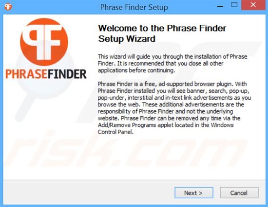 Phrase Finder adware distributor