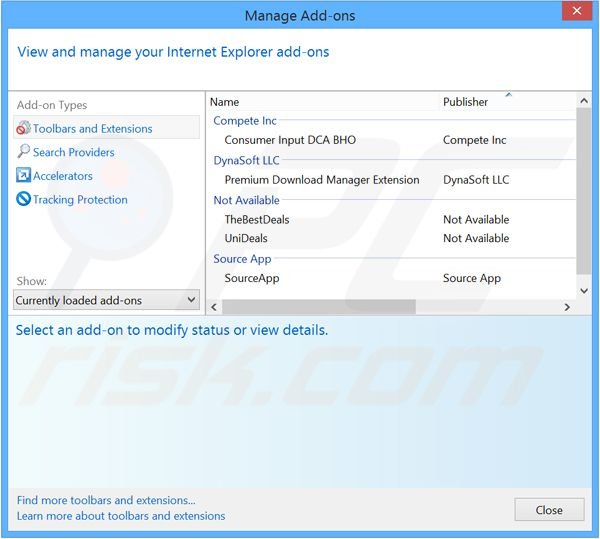 Rimuovere Premium Download Manager adware da Internet Explorer step 2