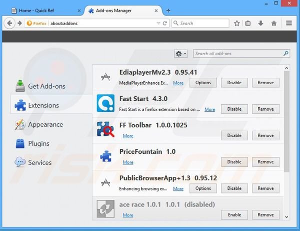 Rimuovere QuickRef adware da Mozilla Firefox step 2