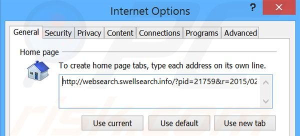 Rimuovere websearch.swellsearch.info dalla Internet Explorer homepage
