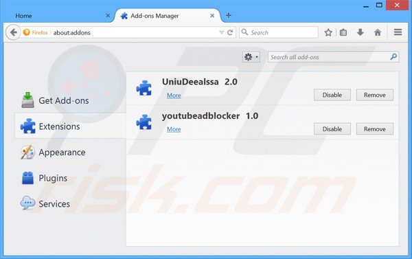 Rimuovere UniDeals da  Mozilla Firefox step 2