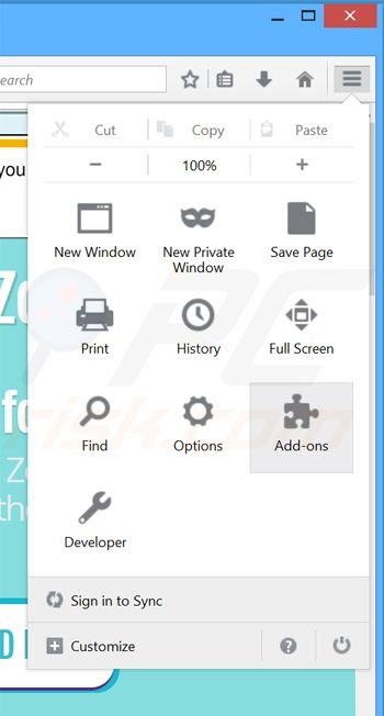 Rimuovere Web Zoom adware da Mozilla Firefox step 1