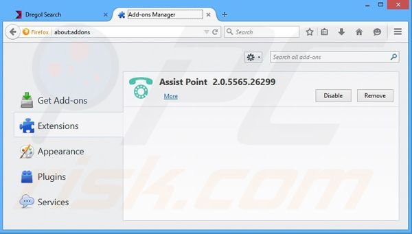 Rimuovere Assist Point adware da Mozilla Firefox step 2