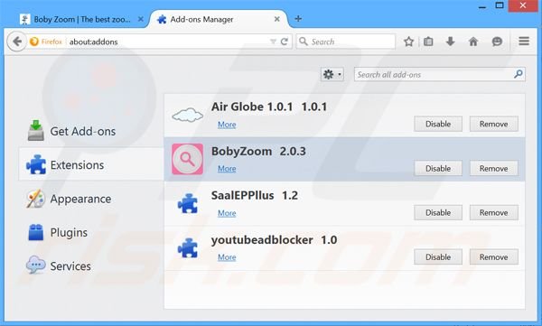 Rimuovere Boby Zoom adware da Mozilla Firefox step 2