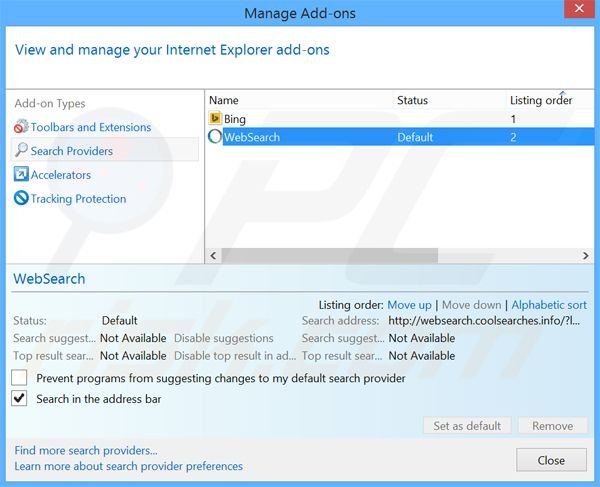 Cambia il motore di ricerca predefinito da Internet Explorer 