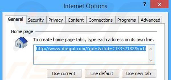 Rimuovere dregol.com dalla Internet Explorer homepage