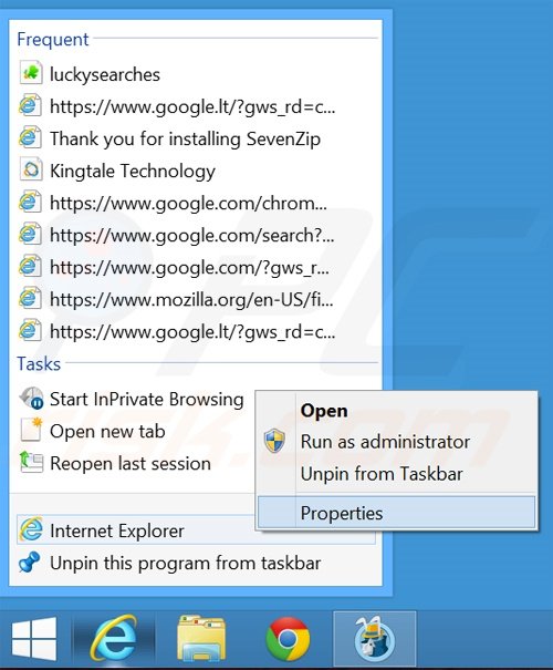 Aggiustare il collegamento rapido a Internet Explorer step 1