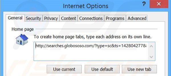 Rimuovere searches.globososo.com dalla Internet Explorer homepage