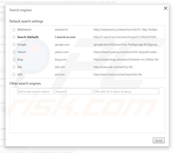 Cambiare il motore di ricerca predefinito i-search.us.com da Google Chrome 