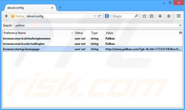 Rimuovere palikan.com dal motore di ricerca di Mozilla Firefox
