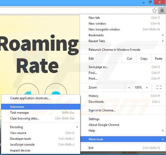 Rimuovere RoamingRate adware da Google Chrome step 1