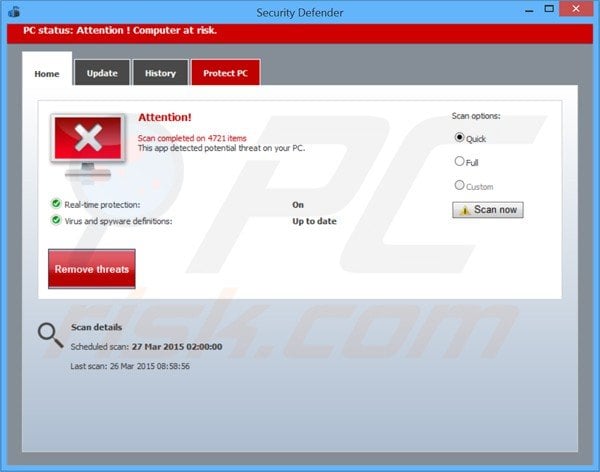 security defender fake antivirus program