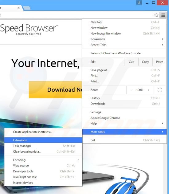 Rimuovere Speed Browser da Google Chrome step 1