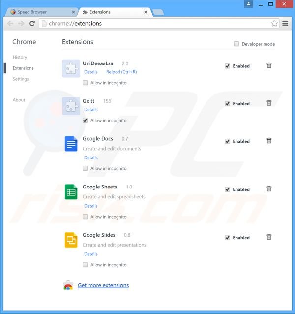 Rimuovere Speed Browser da Google Chrome step 2