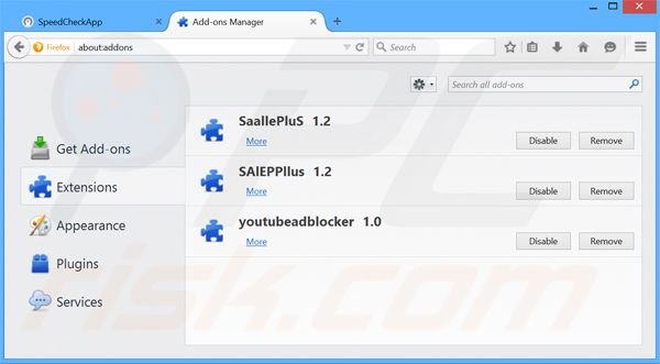 Rimuovere SpeedCheckApp adware da Mozilla Firefox step 2