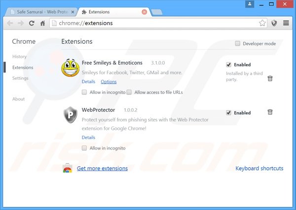 Rimuovere Web Protector adware da Google Chrome step 2