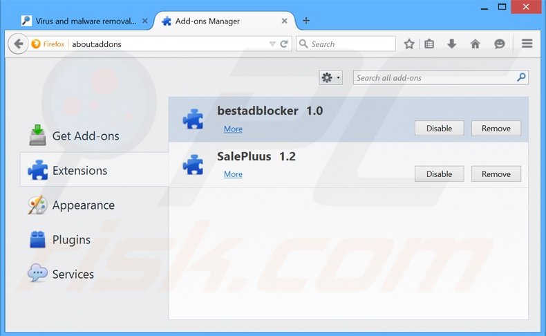Rimuovere bestadblocker adware da Mozilla Firefox step 2