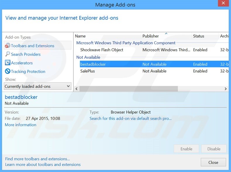 Rimuovere bestadblocker adware da Internet Explorer step 2