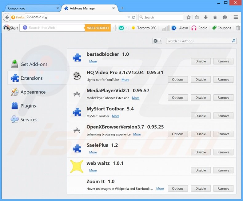 Rimuovere Coupoon adware da Mozilla Firefox step 2