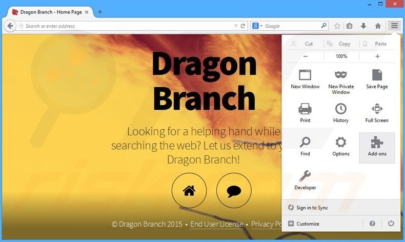 Rimuovere Dragon Branch adware da Mozilla Firefox step 1