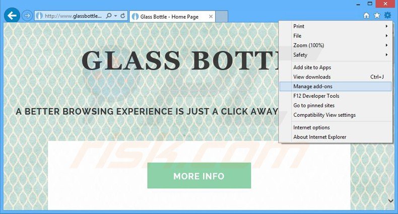 Rimuovere Glass Bottle adware da Internet Explorer step 1