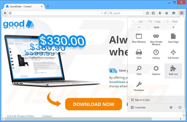 Rimuovere GoodDeals adware da Mozilla Firefox step 1