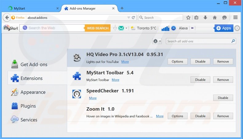 Rimuovere HQ Video Pro adware da Mozilla Firefox step 2