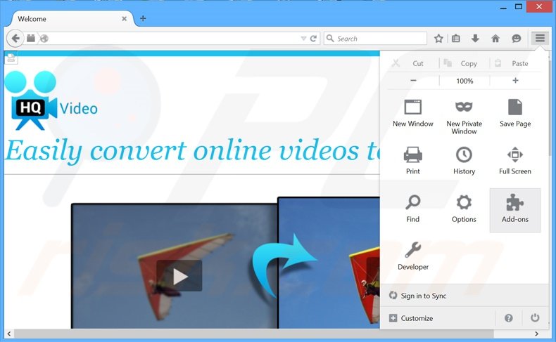 Rimuovere HQCinema Pro adware da  Mozilla Firefox step 1