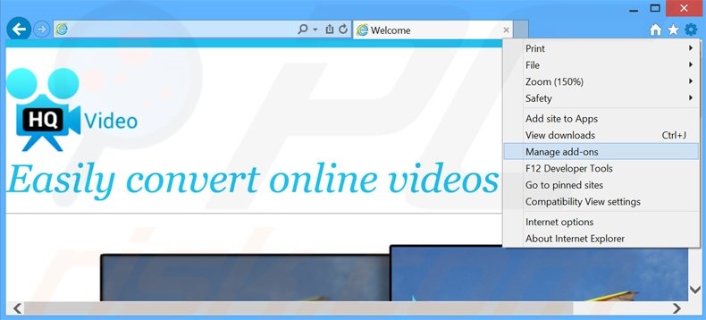 Rimuovere HQCinema Pro adware da  Internet Explorer step 1