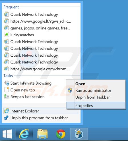 Aggiustare il collegamento rapido a Internet Explorer step 1