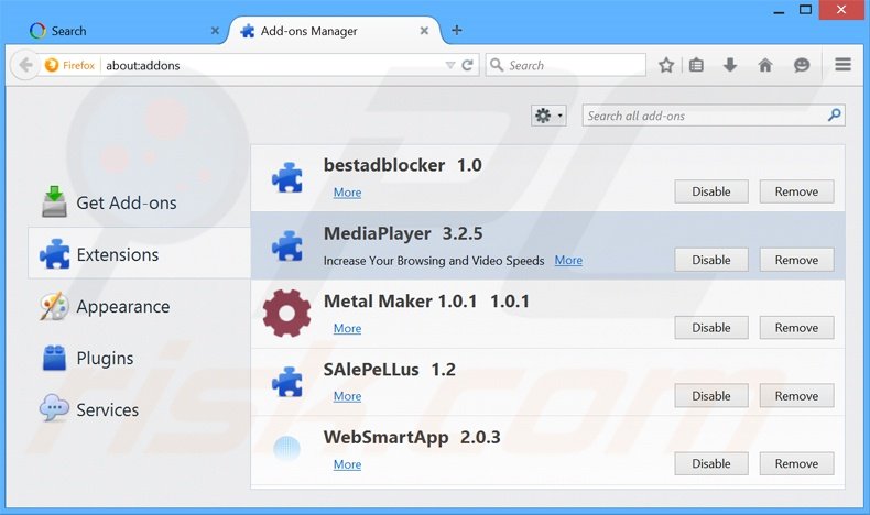 Rimuovere MediaPlayer adware da Mozilla Firefox step 2