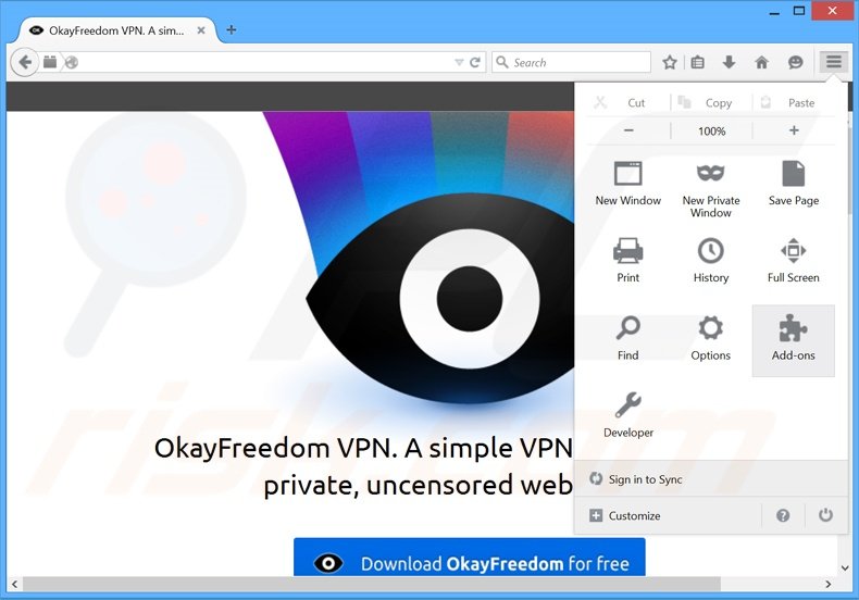 Rimuovere OkayFreedom adware da Mozilla Firefox step 1