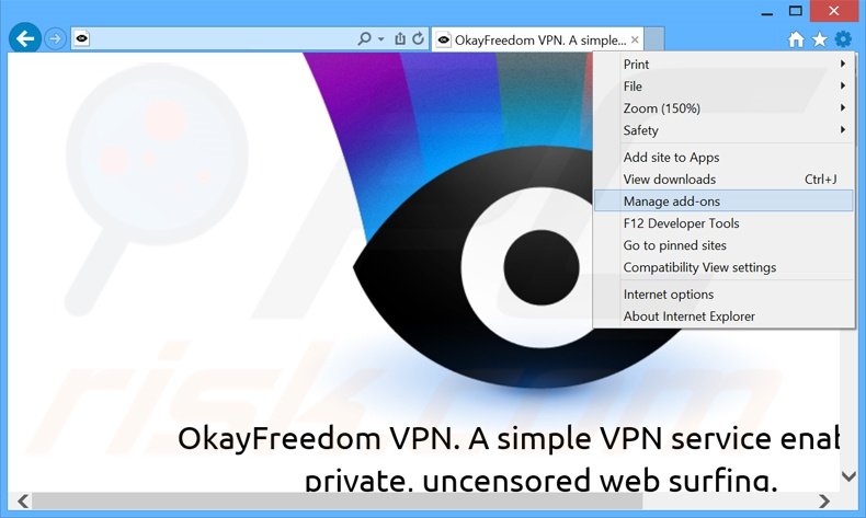 Rimuovere OkayFreedom adware da Internet Explorer step 1