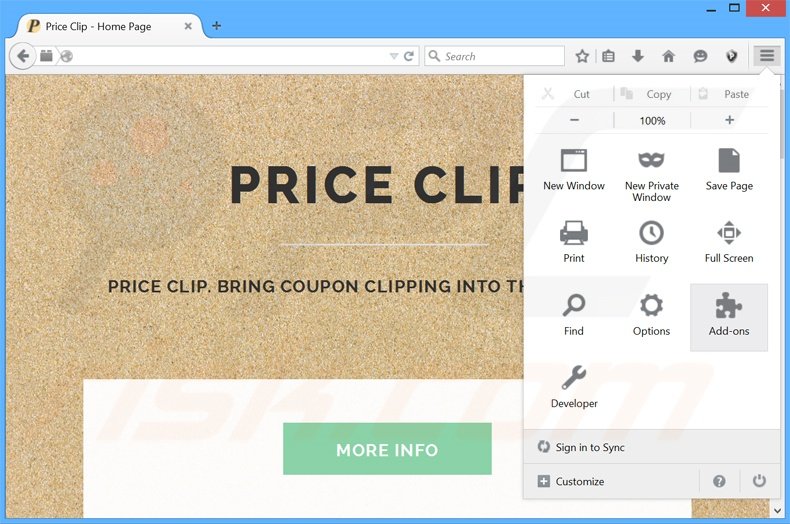 Rimuovere Price Clip adware da Mozilla Firefox step 1